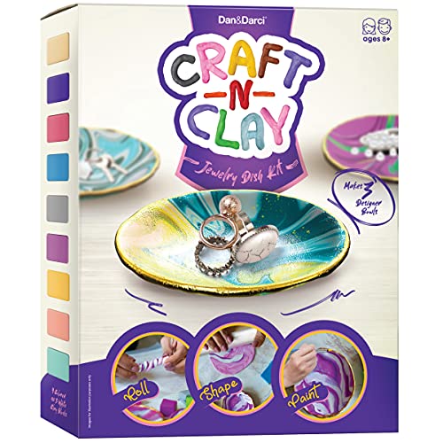 Craft 'n Clay - Jewelry Dish Making Kit for Kids and Tween Girls Ages 8-14 Year Old - Best DIY Arts & Crafts Gifts - Creative Toys for Preteen & Teenagers Art Projects - Birthday Gift Ideas