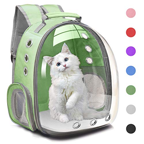 Henkelion Travel Backpack Bubble Carrying Bag for Small Medium Dogs Cats, Space Capsule Pet Carrier Dog for Hiking, Airline Approved - Green