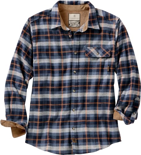 Legendary Whitetails Men's Buck Buck Camp Flannel Shirt, Long Sleeve Plaid Button Down Casual Shirt for Men, with Corduroy Cuffs, Fall & Winter Clothing, Ironwood Plaid, Large