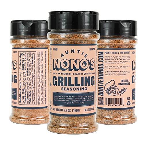 Auntie Nono’s Grilling Seasoning, All-Natural Vegan Seasoning for Ribs, Steaks, Burgers, Veggies, Grilling, BBQ, 5.5 Oz.