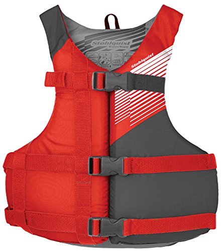 Stohlquist Fit Youth/Adult (75-125 Lbs) PFD Life Jacket Vest - Coast Guard Approved, Soft Lightweight Buoyancy Foam, Fully Adjustable, Buckle for Extra Security | Red & Gray