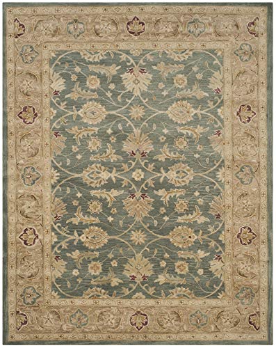 SAFAVIEH Antiquity Collection 7'6' x 9'6' Teal Blue / Taupe AT849B Handmade Traditional Oriental Premium Wool Area Rug