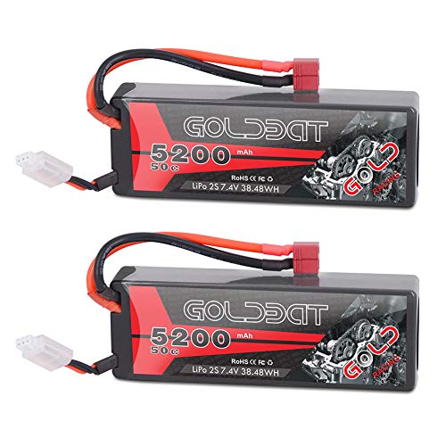 GOLDBAT LiPo Battery Pack Hard Case 5200mAh 2S 7.4V 50C RC Battery for RC Vehicle Hobby Models (2 Pack)