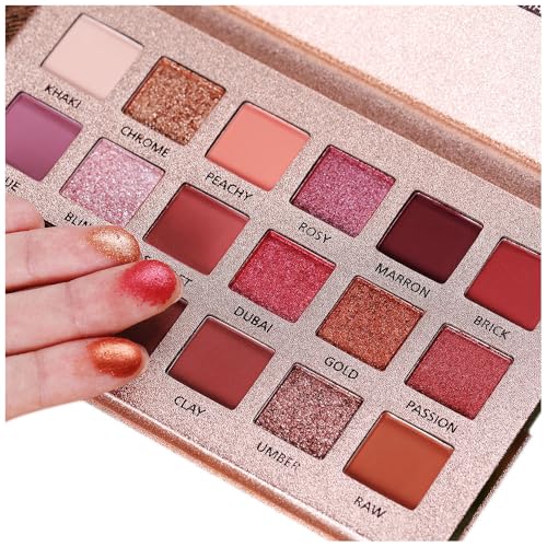 BestLand New Nude Eyeshadow Palette The 18 Colors Matte Shimmer Glitter Multi-Reflective Shades Ultra Pigmented Makeup Eye Shadow Powder Waterproof Eye Shadow Palette (BG52)