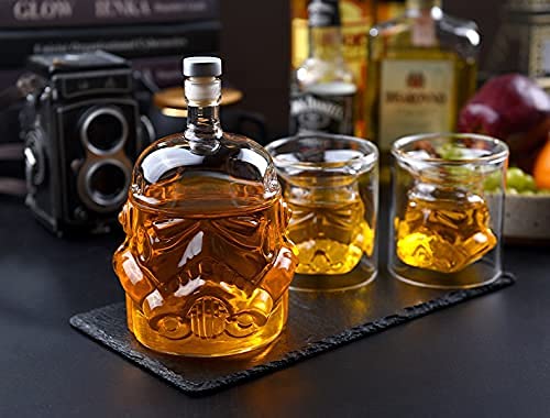 Whiskey Decanter Set Transparent Creative with 2 Glasses,Whiskey Glasses, Whiskey Carafe for Wine,Scotch,Vodka,Gifts for Dad,Husband,Boyfriend