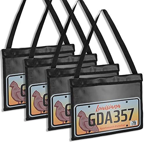 4 Pieces License Plate Holder with Hanging Strap Test Drive License Plate Holder License Plate Tag Bag Dealer Plates Tag Bags Black License Plate Frame Cover Car Plate Bracket Holder for Car SUV Truck