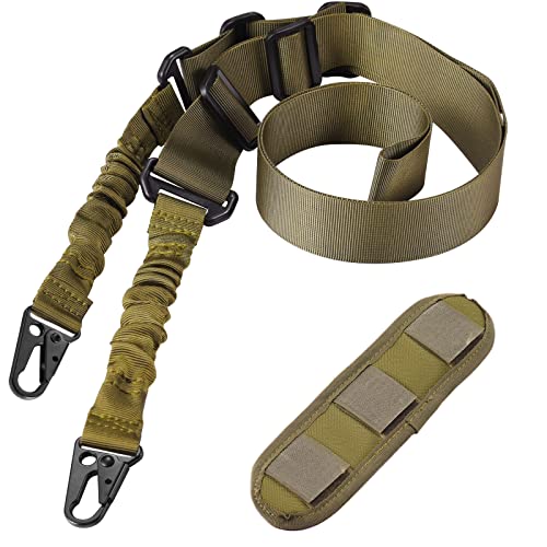 REERON Two Point Traditional QD Sling with Shoulder Pad - Adjustable Extra Long 2 Point Traditional QD Rifle Sling - 1 Pack (Army Green)