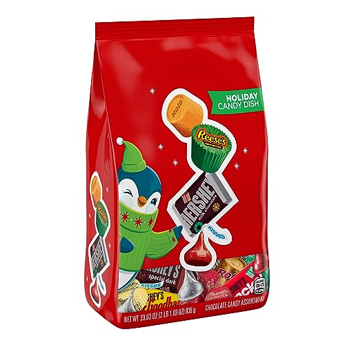 HERSHEY'S, REESE'S and ROLO Assorted Chocolate, Christmas Candy Variety Bag, 33.03 oz