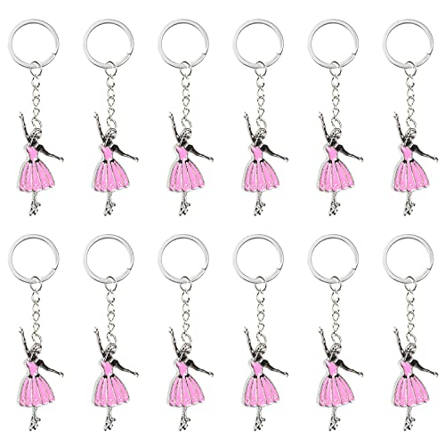 Chris.W 12pcs Ballerina Dancer Keychains, Ballet Dander Key Chain, Dancing Girl Car Bag Chain for Girls and Women Party Favors