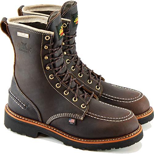 Thorogood 1957 Flyway 8” Waterproof Moc Toe Hunting Boots for Men - Full-Grain Leather with Slip-Resistant Heel Outsole and Shock-Absorbing Footbed, Briar Pitstop - 12 M US
