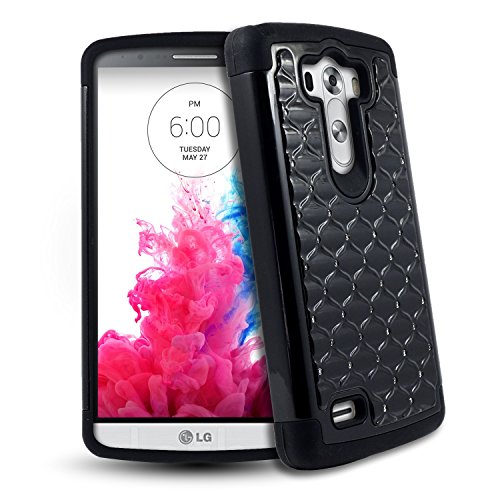 Thousand Eight(TM) For LG G3 Diamond Studded Silicone Rubber Skin Hard Case + [GIFT LCD Screen Protector Shield(Ultra Clear) + Dust Speaker Plug +Touch Screen Stylus] (Diamond black)