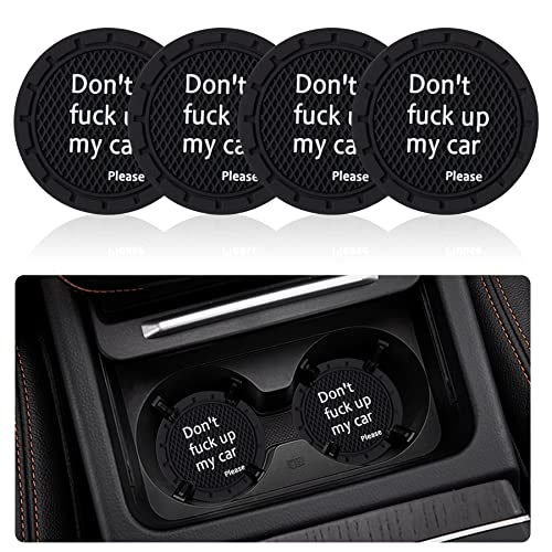 Alpmosn Car Coasters for Cup Holders, 4 PCS Universal Non-Slip Cup Holder, Car Interior Accessories Durable Anti Slip Silicone Car Coasters(Black)