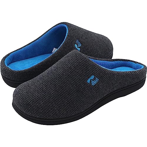 RockDove Women's Original Two-Tone Memory Foam Slipper, Size 9-10 US Women, Dark Grey/Blue