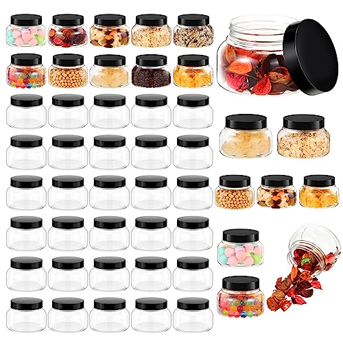 Bokon 96 Pieces 8 oz Plastic Jars with Lids Travel Clear Plastic Cosmetic Containers Refillable Round Lotion Container for Lotion Cream Ointments Makeup Eye Shadow Body Butter