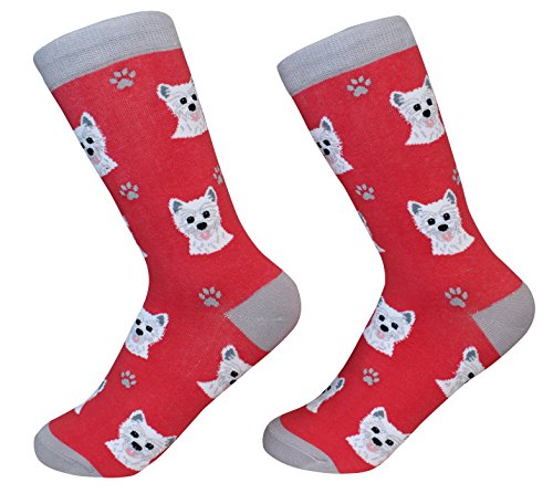 Westie Terrier Socks - Fun Unisex Socks - Crazy Pet Lover - Novelty Socks Funny Gifts for Dog Lovers - Cute Dog Pattern - Casual Crew Socks - One Size Fits most