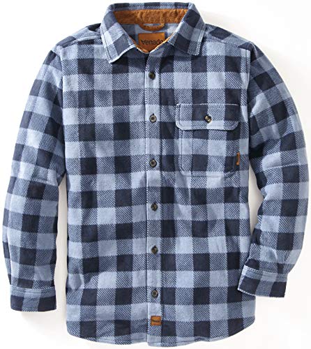 Venado Mens Plaid Shirts for Men - Heavyweight Buffalo Plaid Fleece Shirt - Soft (Plaid Sky, Small)