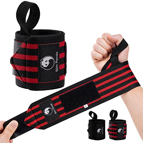 Slim Panda Weight Lifting Wrist Wraps- Upgraded Velcro Workout Wrist Wraps for Powerlifting, Bodybuilding, and Weight Lifting - Heavy-Duty Wrist Support with Thumb Loop for Men and Women