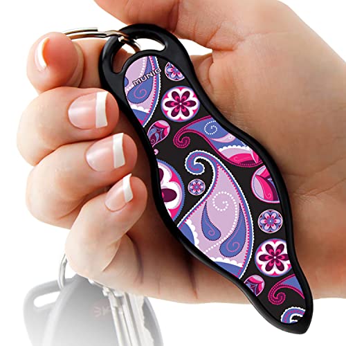 MUNIO Self Protection Keychain Kubotan, Legal, Can Take on an Airplane, Designer Collection 1, Made in USA (Pink Paisley)