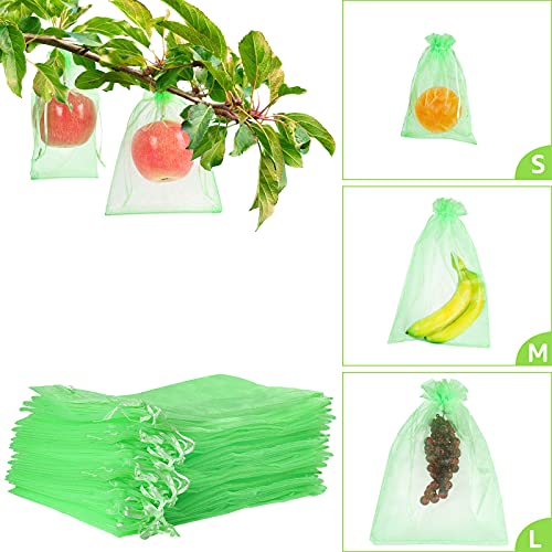 MIXC 50 Pcs Fruit Protection Bags,6''×8''fruit netting bags for fruit trees Fruit Cover Mesh Bag with Drawstring Netting Barrier Bags for Plant Fruit Flower