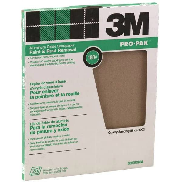3M Pro-Pak 88590NA Aluminum Oxide Sheets for Paint and Rust Removal, 9-Inch x 11-Inch, 60D-Grit