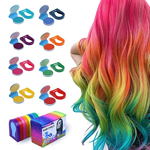 TALLSOCNE Hair Chalk for Kids – 8-Color Non-Sticky Washable Hair Dye for Kids – Hair Chalk for Girls with Dark Hair, Blonde – Vibrant Temporary Hair Color for Kids – Washes Out with Shampoo