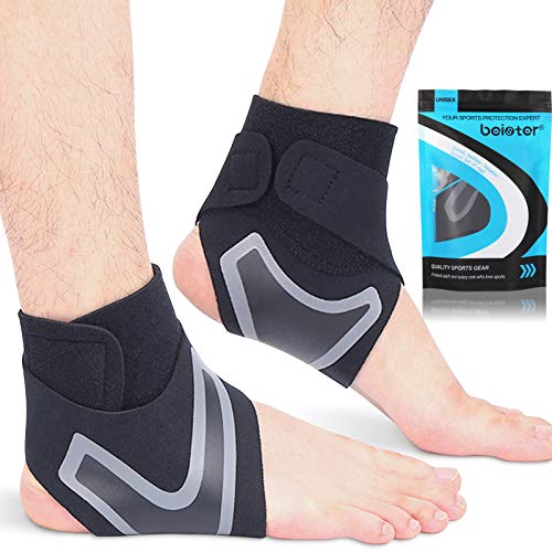 beister 1 Pair Ankle Support Breathable Neoprene Compression Ankle Brace for Men and Women, Elastic Sprain Foot Sleeve for Sports Protect, Arthritis, Plantar Fasciitis, Achilles tendonitis, Recovery