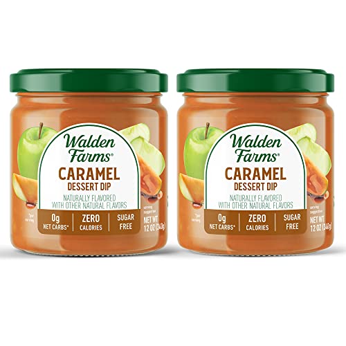 Walden Farms Caramel Dipping 12 oz Jar (2 Pack) - Thick & Creamy, Smooth and Sweet, Vegan, Paleo and Keto Friendly, 0g Net Carbs - Dessert Dip for Pretzels, Strawberries, Pastries, Bananas and More