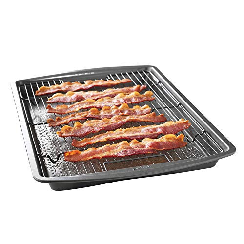 GoodCook 15' x 10.5' Premium Nonstick Carbon Steel Crispy Bacon Multipurpose Baking Pan Set, Dark Gray