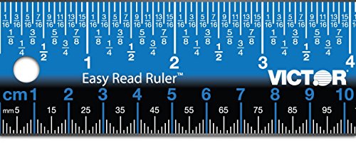 Victor Easy Read Stainless Steel Ruler, Standard/Metric, 18'.25 Long, Blue