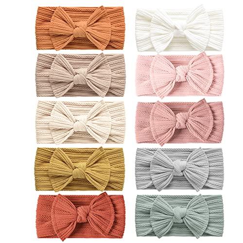 Niceye Pack of 10, Baby Girls Headbands with Bows Handmade Hair Accessories Stretchy Hairbands for Newborn Infant Toddler
