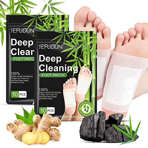 20PCS Ginger Foot Pads, Deep Cleansing Foot Pads, Natural Bamboo Vinegar Ginger Powder Foot Pads for Foot Care, for Relieve Stress, Remove Dampness, Relaxation & Pain Relief