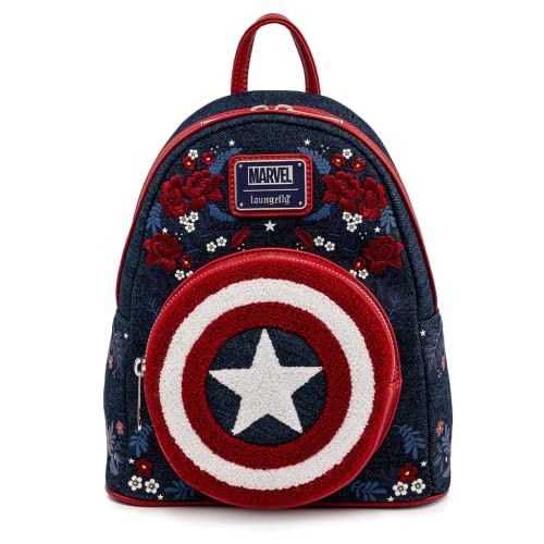 Loungefly Capt America 80th Anniversary Sheild Mini Backpack Blue-Red