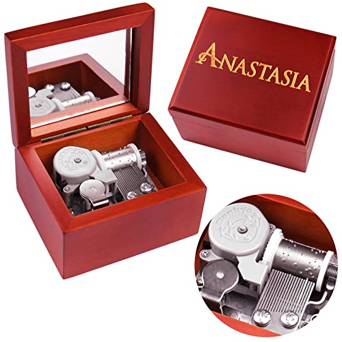 Sinzyo Music Box Carved Wood Wind Up Musical Box Gift for Christmas,Birthday,Valentine's Day(Red Box,Tune : Anastasia-Once Upon A December)