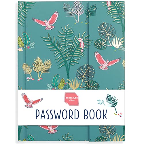 Boxclever Press Deluxe Password Book with Alphabetical Tabs, Magnetic Closure & Pencil. Password Keeper for All Your Internet Login Details. Untitled Password Notebook- 6 x 4.5'' (Deluxe Birds)