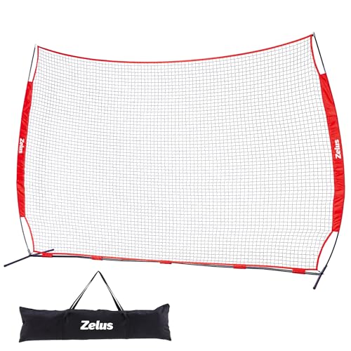 ZELUS 12x 9ft Barricade Backstop, Sports Barrier Nets for Lacrosse, Basketball, Soccer, Field Hockey, Baseball and More