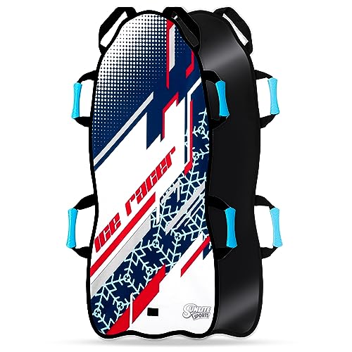 Sunlite Sports 45' Captain Foldable Snow Sled, Fits 2 Children or 1 Adult, Ultra Portable, Strong and Durable, Sturdy Fabric Stitching, Handles with Steering, Kid's Winter Fun