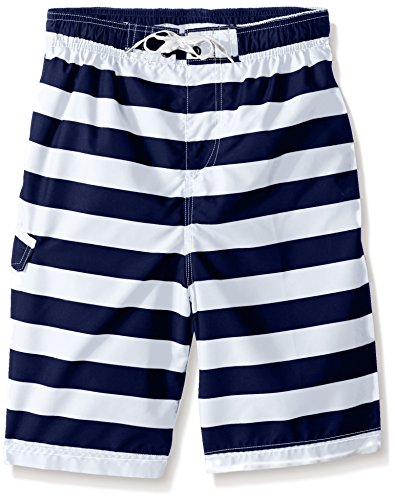 Kanu Surf Boys' Specter Quick Dry UPF 50+ Beach Swim Trunk, Troy Navy/White, 4