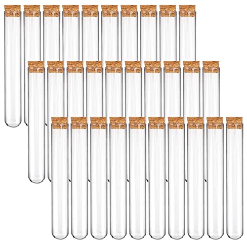 DEPEPE 30pcs 13ml Glass Test Tubes with Cork Stoppers, 15×100mm Small Clear Glass Test Tubes for Scientific Experiments, Plant Propagation and Holiday Gifts