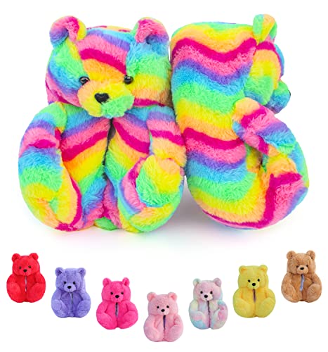 Teddy Bears Slippers for Women, Cute Animal Slippers, Fuzzy All Inclusive House Slippers, Plush Home Indoor Winter Warm Shoes, Big Cartoon Bear Slides Bedroom Shoes for Women Men Holiday Birthday Gifts