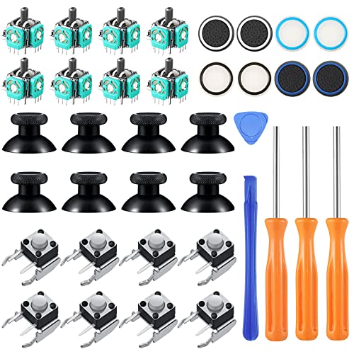 Yunsailing 37 Pcs Analog Joysticks Repair Kit Compatible with Xbox One Controllers, Include Bumper Buttons Analog Joysticks Replacement Thumbstick Hat Silicone Hat Covers with Screwdriver Repair Parts