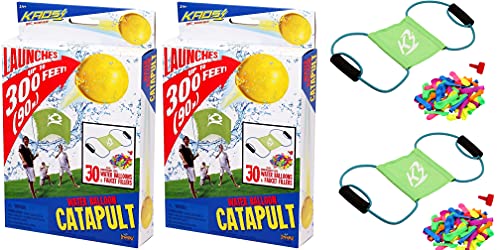 KAOS Catapult Water Balloon Launcher, (2 Sets) Each with Water Balloons Included & Easy Filler Tip. Family Outdoor Toy Water Balloons Slingshot. Pool Games for Kids and Adults. Plus 1 Sticker. 181-2s
