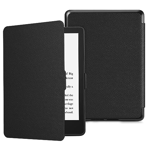 Fintie Slimshell Case for 6.8' Kindle Paperwhite (11th Generation-2021) and Kindle Paperwhite Signature Edition - Premium Lightweight PU Leather Cover with Auto Sleep/Wake, Black