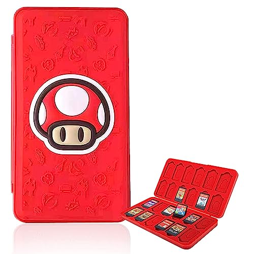 doepeBAE Game Card Case for Nintendo Switch,3D Relief Silicone Game Card Holder,Creative Game Card Storage Box,Large Capacity Switch Game Card Organizer with 24 Card Slots (R Red)