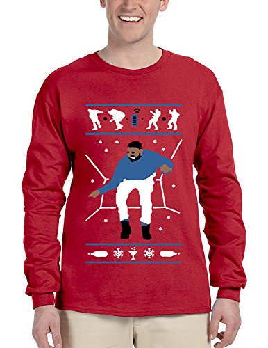 ALLNTRENDS Men's Long Sleeve Hotline Bling Blue Hotline Ugly Sweater (2XL, Red)