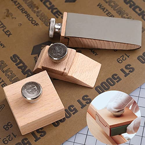 Boomcat Hand Sanding Block,Wooden Sandpaper Block,3pcs sander holder for wood,crafts.​Natural Handmade hook and loop block,woodworking tools,leather edge burnishing tool.Crafts tools