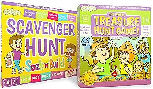 GOTROVO Scavenger Hunt and Treasure Hunt Games - Fun, Run-Around Indoor and Outdoor Scavenger Kit and Treasure Hunt Board Game