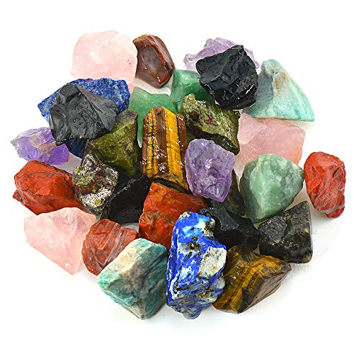 UU UNIHOM 3 lbs Bulk Rough Madagascar Stones Mix - Large 1' Natural Raw Stones Crystal for Tumbling, Cabbing, Fountain Rocks, Decoration,Polishing, Wire Wrapping, Wicca & Reiki Crystal Healing