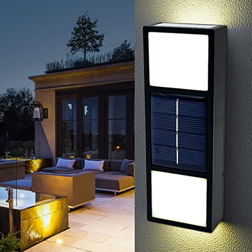 Modern Solar Wall Light for Outdoor Decor - UP & Down Illuminate,IP65 Waterproof - Solar Charging Panel Light - Household Solar Decor Lamp - Nordic Design Decor for Home Garden Porch /214 (Color : Wa
