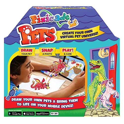 Pixicade Pets: Draw Your Own Pets & Bring Them to Life On Your Mobile Device or Tablet- Create Your Own Virtual Pet Universe- STEM Toys for Ages 6-12+