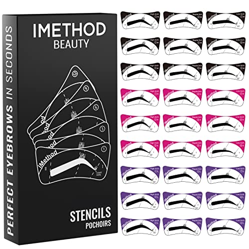 iMethod Eyebrow Stencils Eyebrows Shape Reusable - 27 Eyebrow Stencil Kit, Brow Stencils for Eyebrow Stamp, Eyebrow Shaping Kit, Eyebrow Stencil Kit for Beginners, Reusable & Flexible